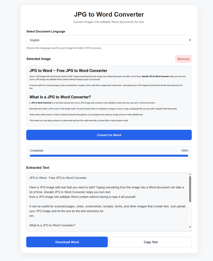 JPG to Word Converter